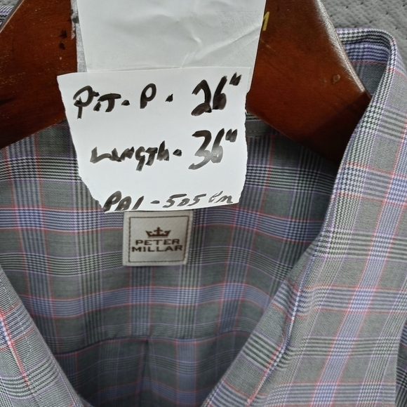 Peter Millar men's long sleeve button front shirt blue/gray. Cotton. Sz XL. Pit- - Picture 7 of 7